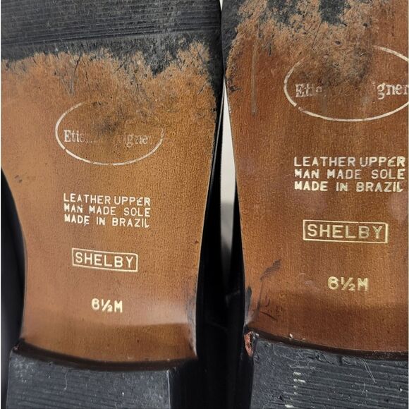 Etienne Aigner Shelby Black Leather Riding Boots Knee-High - Picture 10 of 12